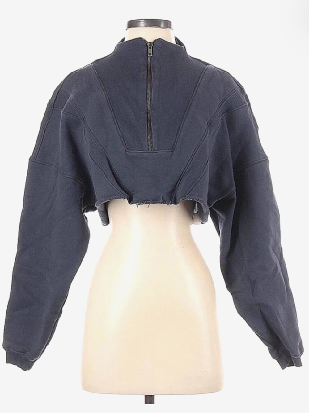 Cropped Navy Half-Zip Sweatshirt Jacket